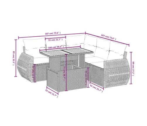 6-Daļīgs Dārza Dīvāna Komplekts Ar Matračiem, Pelēks Pe Pinums Vidaxl