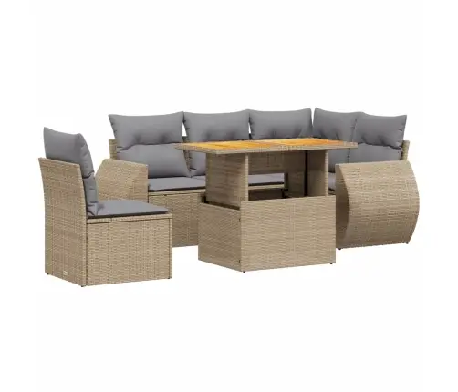 6-Daļīgs Dārza Dīvāna Komplekts, Matrači, Bēša Pe Rotangpalma Vidaxl