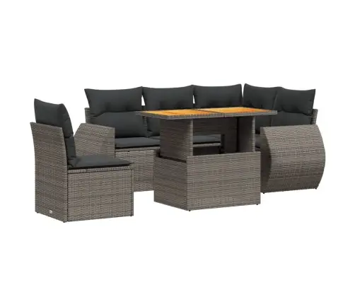 6-Daļīgs Dārza Dīvāna Komplekts Ar Matračiem, Pelēks Pe Pinums Vidaxl