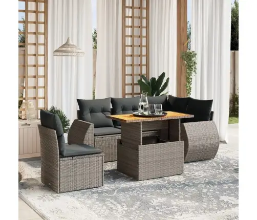 6-Daļīgs Dārza Dīvāna Komplekts Ar Matračiem, Pelēks Pe Pinums Vidaxl