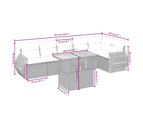 7-Osaline Aiadiivani Komplekt Patjadega, Hall, Polürotang