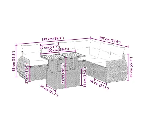 7-Daļīgs Dārza Dīvāna Komplekts, Matrači, Bēša Pe Rotangpalma Vidaxl