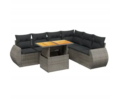 Sofos Komplektas Su Pagalvėlėmis, 7 Dalių, Pilkas, Poliratanas