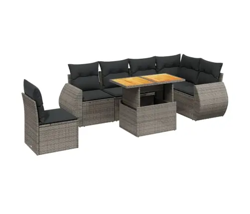 Sofos Komplektas Su Pagalvėlėmis, 7 Dalių, Pilkas, Poliratanas Sofos Komplektas Su Pagalvėlėmis, 7 Dalių, Pilkas, Poliratanas