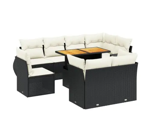 9-Osaline Aiadiivani Komplekt Patjadega, Must, Polürotang