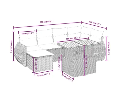 7-Osaline Aiadiivani Komplekt Patjadega, Must, Polürotang