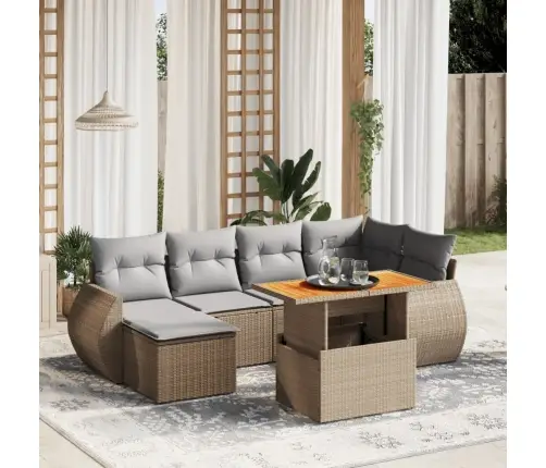 7-Osaline Aiadiivani Komplekt Patjadega, Beež, Polürotang