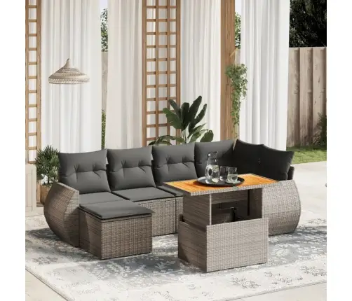 7-Daļīgs Dārza Dīvāna Komplekts, Matrači, Pelēka Pe Rotangpalma Vidaxl