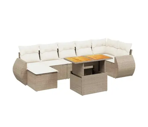 8-Daļīgs Dārza Dīvāna Komplekts, Matrači, Bēša Pe Rotangpalma Vidaxl