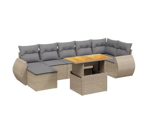 8-Daļīgs Dārza Dīvāna Komplekts, Matrači, Bēša Pe Rotangpalma Vidaxl