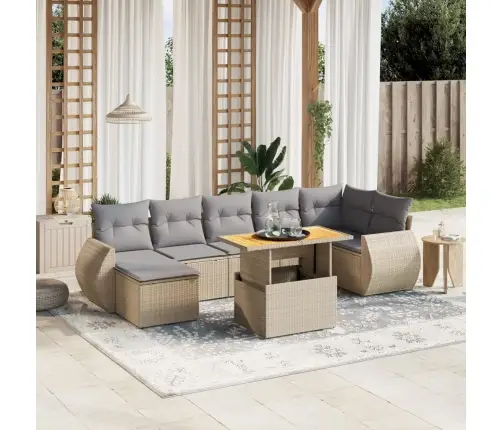 8-Daļīgs Dārza Dīvāna Komplekts, Matrači, Bēša Pe Rotangpalma Vidaxl