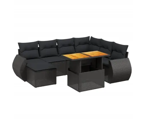 8-Daļīgs Dārza Dīvāna Komplekts, Matrači, Melna Pe Rotangpalma Vidaxl