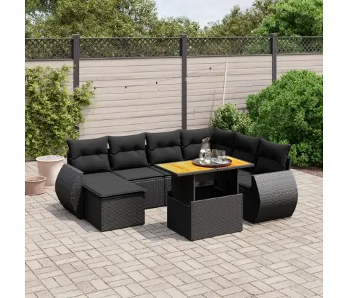 8-Daļīgs Dārza Dīvāna Komplekts, Matrači, Melna Pe Rotangpalma Vidaxl
