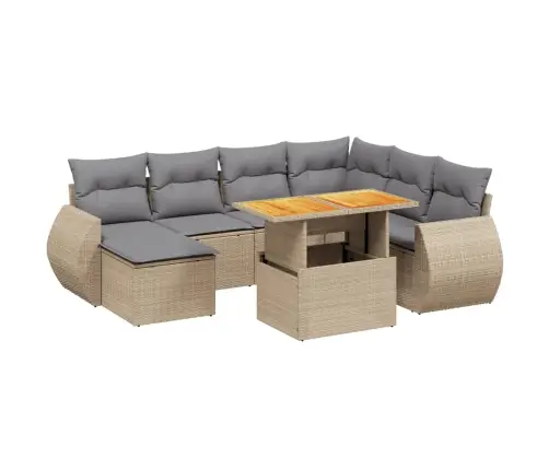 Sofos Komplektas Su Pagalvėlėmis, 8 Dalių, Smėlio, Poliratanas