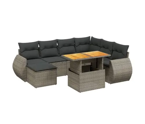 8-Daļīgs Dārza Dīvāna Komplekts Ar Matračiem, Pelēks Pe Pinums Vidaxl