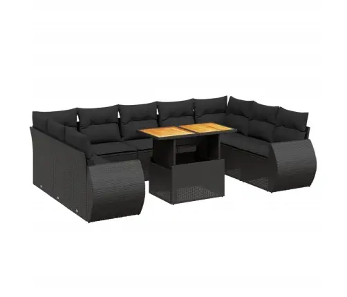 10-Daļīgs Dārza Dīvāna Komplekts, Matrači, Melna Pe Rotangpalma Vidaxl