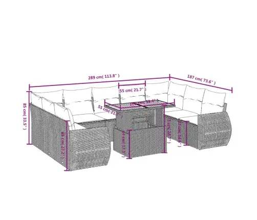 10-Daļīgs Dārza Dīvāna Komplekts, Matrači, Melna Pe Rotangpalma Vidaxl
