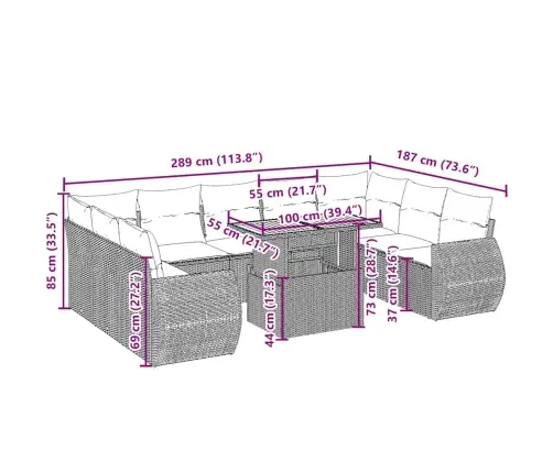 Sofos Komplektas Su Pagalvėlėmis, 10 Dalių, Smėlio, Poliratanas