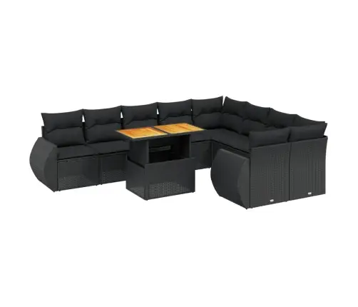 10-Daļīgs Dārza Dīvāna Komplekts, Matrači, Melna Pe Rotangpalma Vidaxl