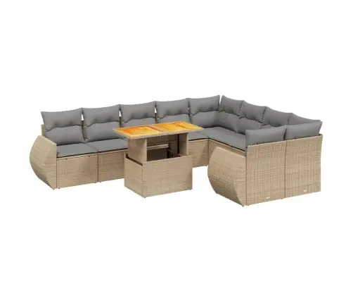 10-Osaline Aiadiivani Komplekt Patjadega, Beež, Polürotang