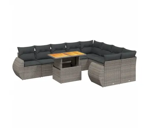 Sodo Komplektas Su Pagalvėlėmis, 10 Dalių, Pilkas, Poliratanas