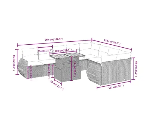 Sodo Komplektas Su Pagalvėlėmis, 10 Dalių, Pilkas, Poliratanas