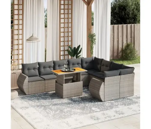 Sodo Komplektas Su Pagalvėlėmis, 10 Dalių, Pilkas, Poliratanas