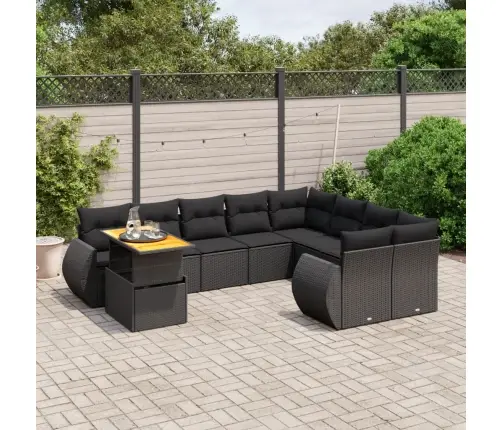 10-Osaline Aiadiivani Komplekt Patjadega, Must, Polürotang