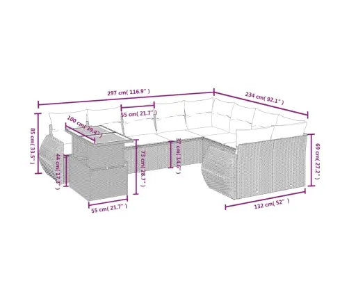 10-Osaline Aiadiivani Komplekt Patjadega, Must, Polürotang