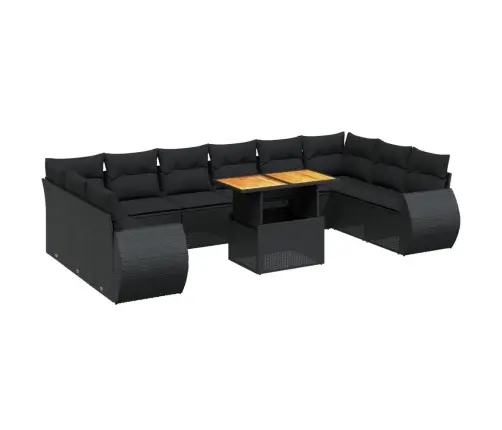 11-Daļīgs Dārza Dīvāna Komplekts, Matrači, Melna Pe Rotangpalma Vidaxl