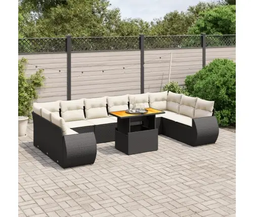 11-Daļīgs Dārza Dīvāna Komplekts, Matrači, Melna Pe Rotangpalma Vidaxl