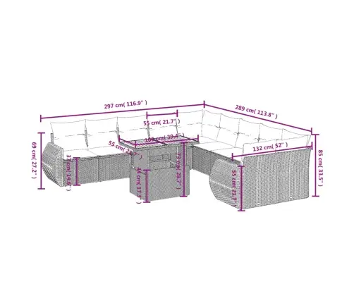 11-Osaline Aiadiivani Komplekt Patjadega, Hall, Polürotang