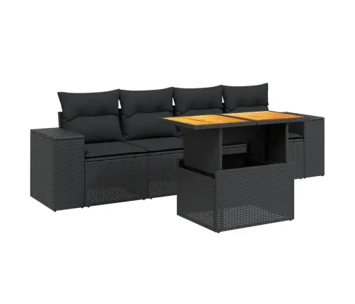 5-Daļīgs Dārza Dīvāna Komplekts Ar Matračiem, Pe Rotangpalma Vidaxl