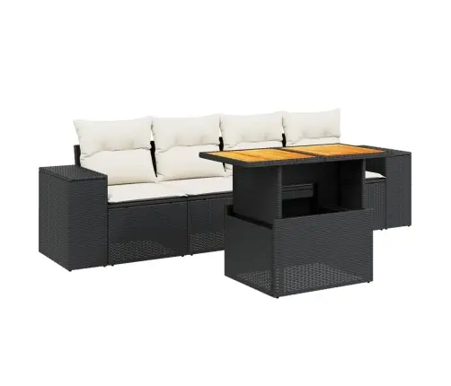 Sodo Komplektas Su Pagalvėlėmis, 5 Dalių, Juodas, Poliratanas