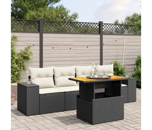 Sodo Komplektas Su Pagalvėlėmis, 5 Dalių, Juodas, Poliratanas