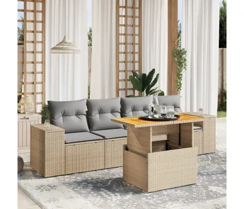 5-Osaline Aiadiivani Komplekt Patjadega, Beež, Polürotang