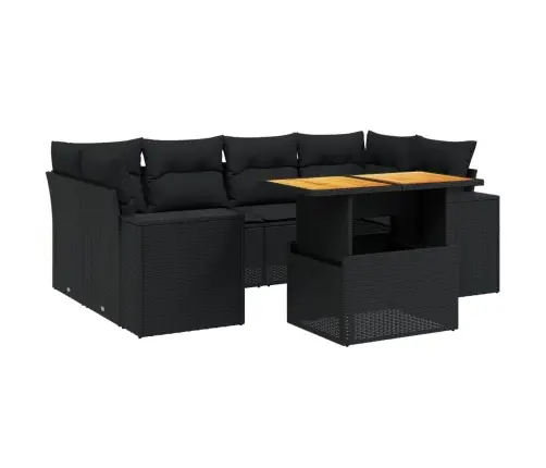 7-Daļīgs Dārza Dīvāna Komplekts Ar Matračiem, Melna Pe Vidaxl