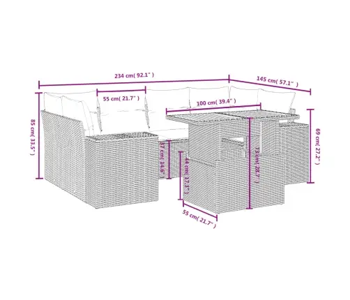 7-Daļīgs Dārza Dīvāna Komplekts Ar Matračiem, Melna Pe Vidaxl