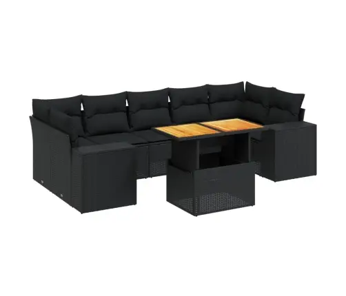 8-Daļīgs Dārza Dīvāna Komplekts, Matrači, Melna Pe Rotangpalma Vidaxl