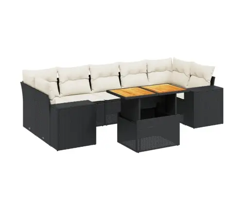 8-Daļīgs Dārza Dīvāna Komplekts, Matrači, Melna Pe Rotangpalma Vidaxl