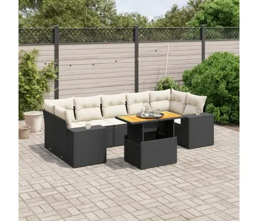 8-Daļīgs Dārza Dīvāna Komplekts, Matrači, Melna Pe Rotangpalma Vidaxl