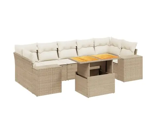 Sofos Komplektas Su Pagalvėlėmis, 8 Dalių, Smėlio, Poliratanas