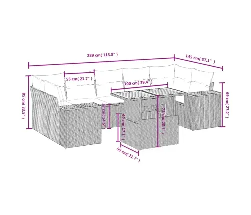 Sofos Komplektas Su Pagalvėlėmis, 8 Dalių, Smėlio, Poliratanas