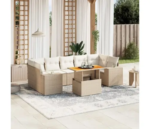 Sofos Komplektas Su Pagalvėlėmis, 8 Dalių, Smėlio, Poliratanas