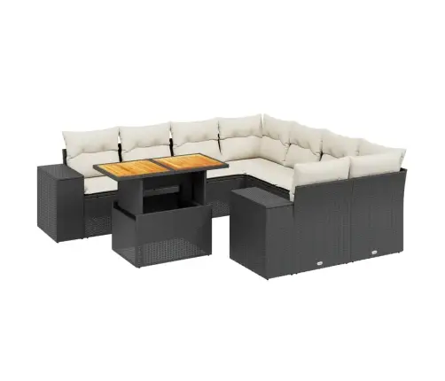 9-Osaline Aiadiivani Komplekt Patjadega, Must, Polürotang