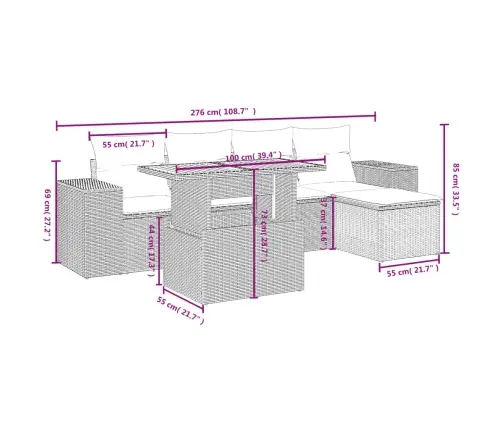 Sofos Komplektas Su Pagalvėlėmis, 6 Dalių, Juodas, Poliratanas