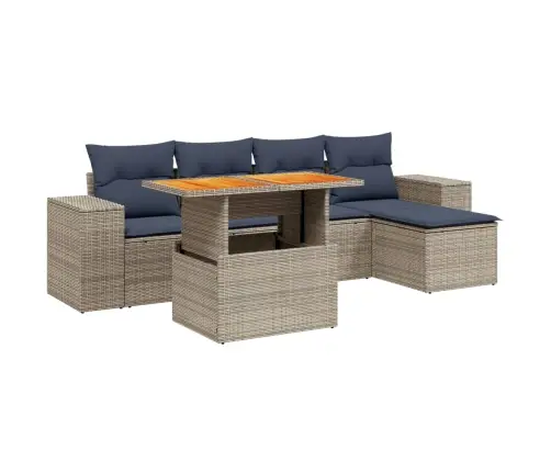 6-Daļīgs Dārza Dīvāna Komplekts Ar Matračiem Pelēka Rotangpalma Vidaxl