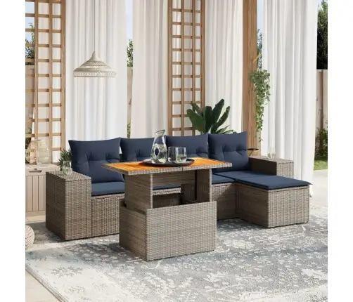 6-Daļīgs Dārza Dīvāna Komplekts Ar Matračiem Pelēka Rotangpalma Vidaxl