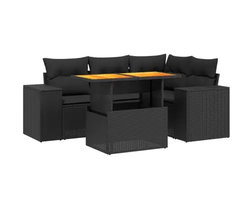 5-Daļīgs Dārza Dīvāna Komplekts Ar Matračiem, Pe Rotangpalma Vidaxl