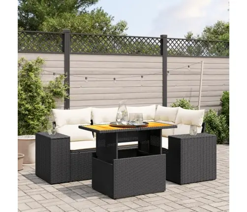 5-Daļīgs Dārza Dīvāna Komplekts Ar Matračiem, Pe Rotangpalma Vidaxl